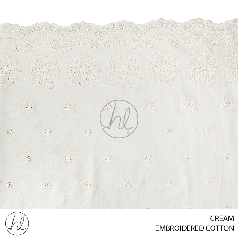 Embroidered Cotton 51 Cream Design 01 140cm Per M