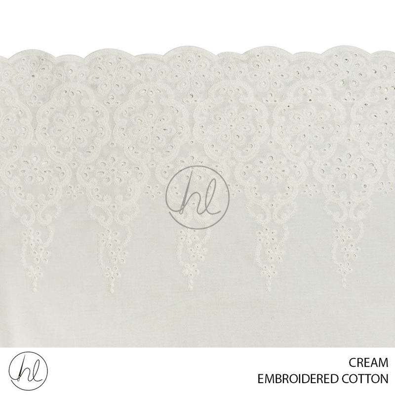 Embroidered Cotton 51 Cream Design 03 140cm Per M