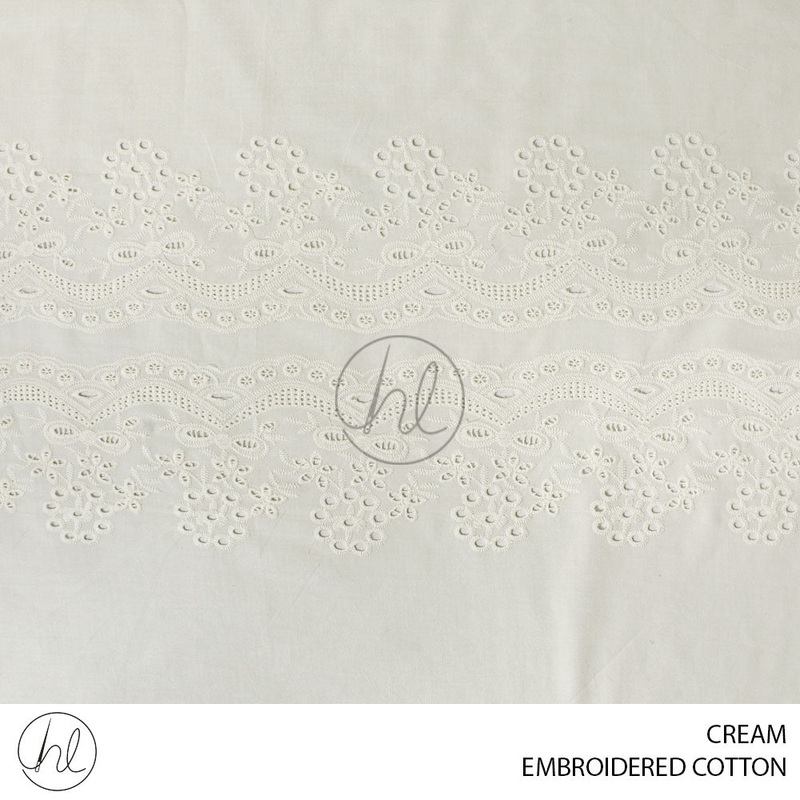 Embroidered Cotton 51 Cream Design 07 140cm Per M