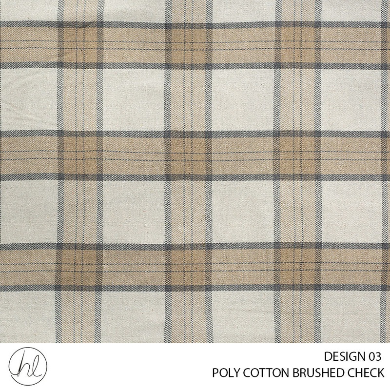 Poly Cotton Brushed Check 56 Beige 140cm Per M