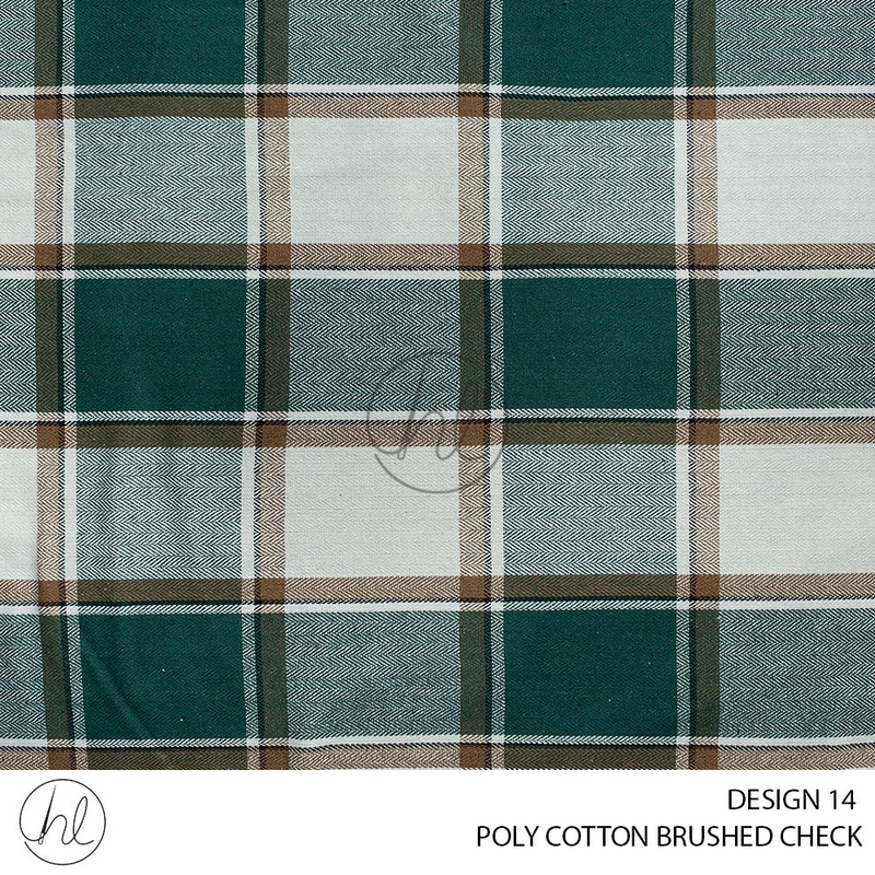 Poly Cotton Brushed Check 56 Bottle Green 140cm Per M