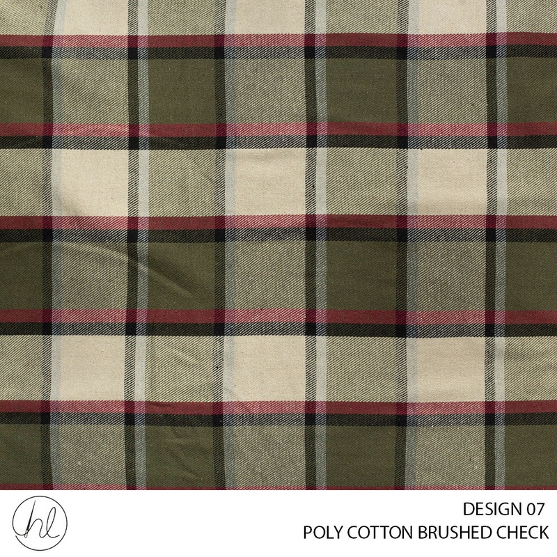 Poly Cotton Brushed Check 56 Olive 140cm Per M