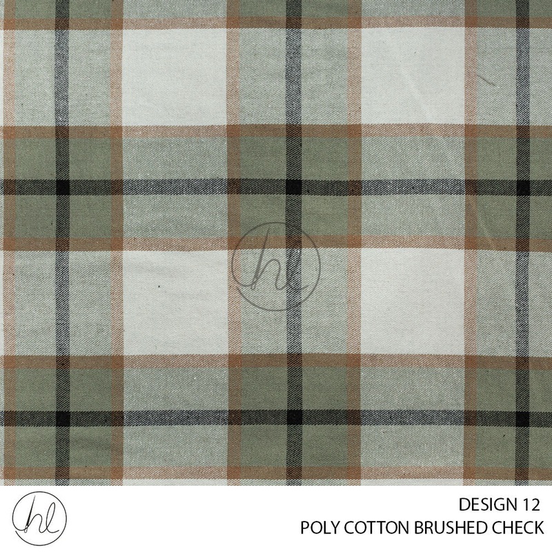 Poly Cotton Brushed Check 56 Sage 140cm Per M