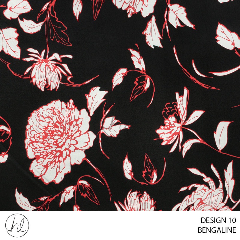 Printed Bengaline Design 10 51 Black 150cm Per M