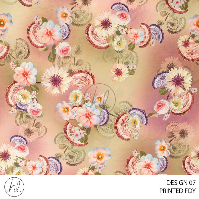 Printed FDY 55 Dusty Pink Design 07 150cm Per M