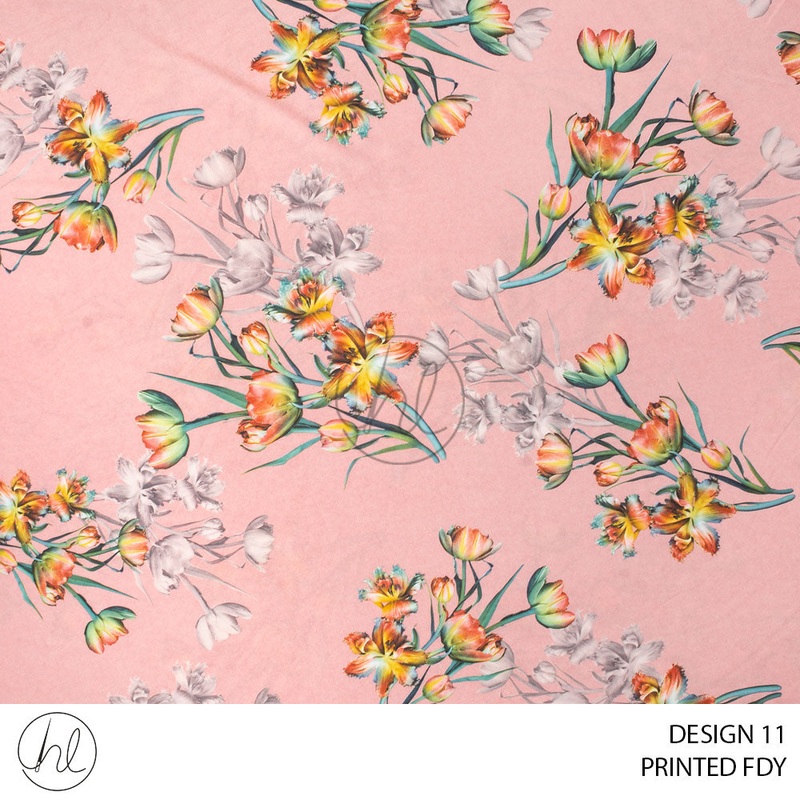 Printed FDY 56 Dusty Pink Design 11 150cm Per M