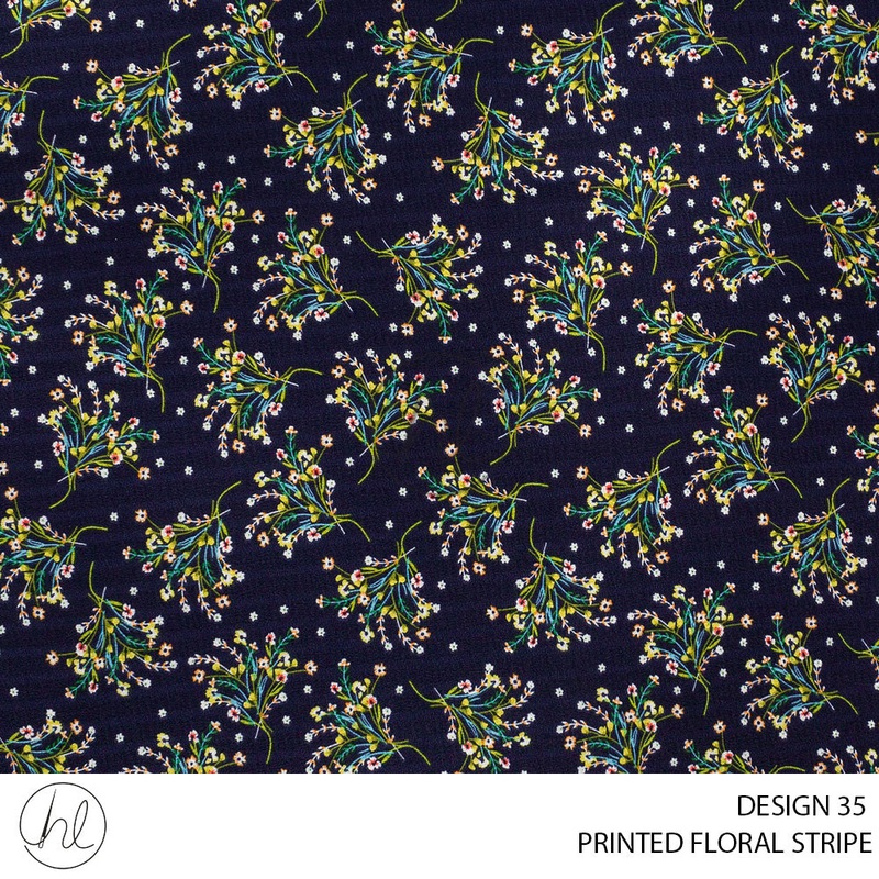 Printed Floral Stripe 51 Navy Design 35 150cm Per M