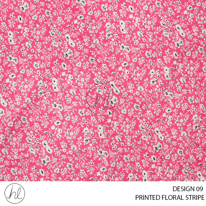 Printed Floral Stripe 51 Pink Design 09 150cm Per M