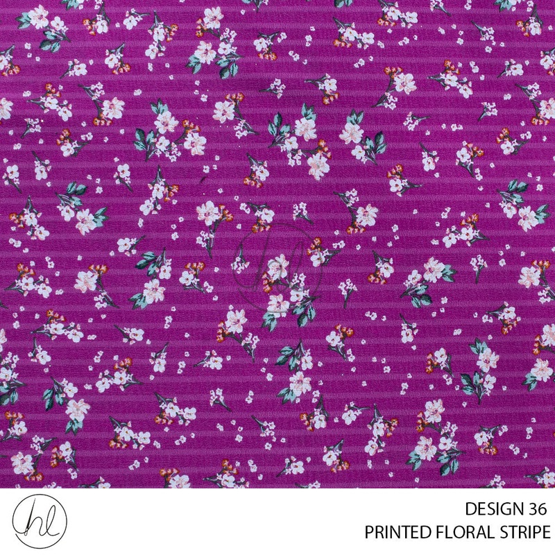 Printed Floral Stripe 51 Purple Design 36 150cm Per M