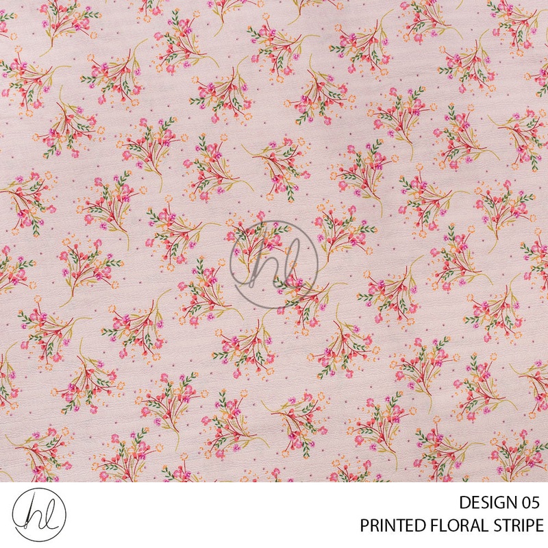 Printed Floral Stripe 51 Soft Pink Design 05 150cm Per M