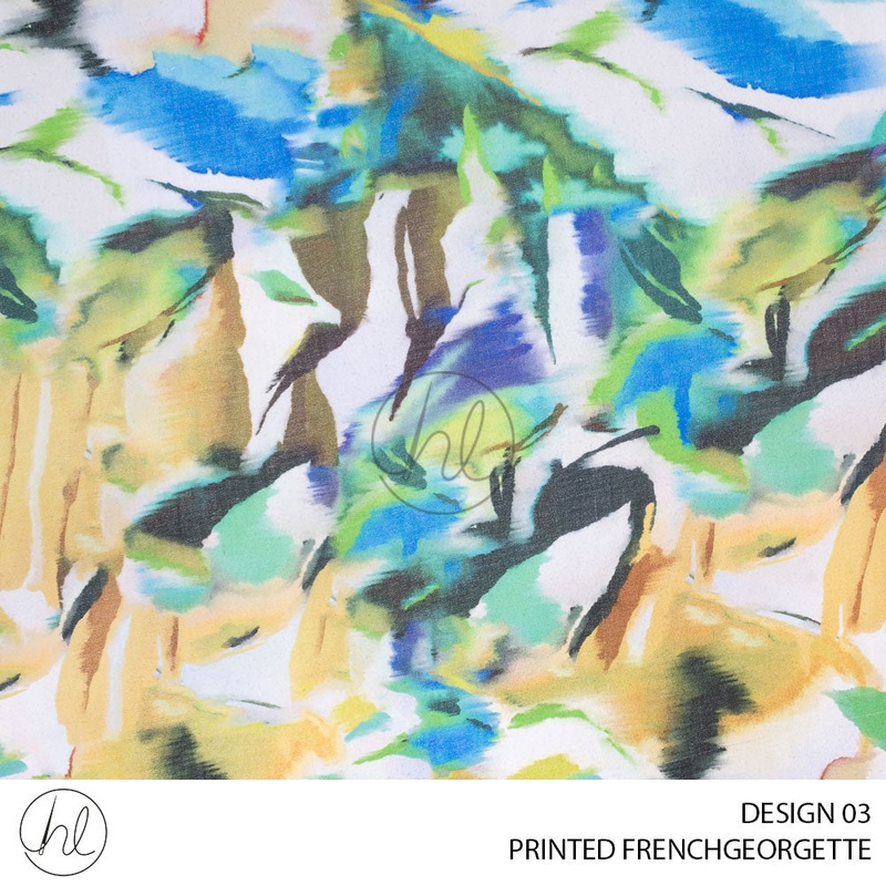 Printed French Georgette Watercolor 51 Blue Design 03 150cm Per M