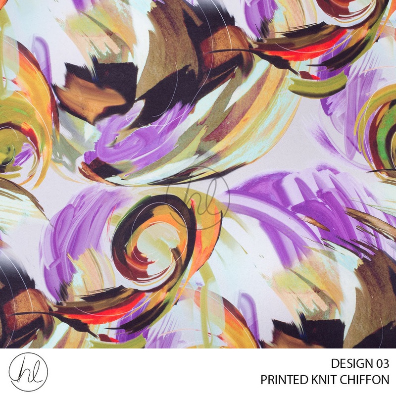 Printed Knit Chiffon Kingfisher 59 Lilac Design 03 150cm Per M