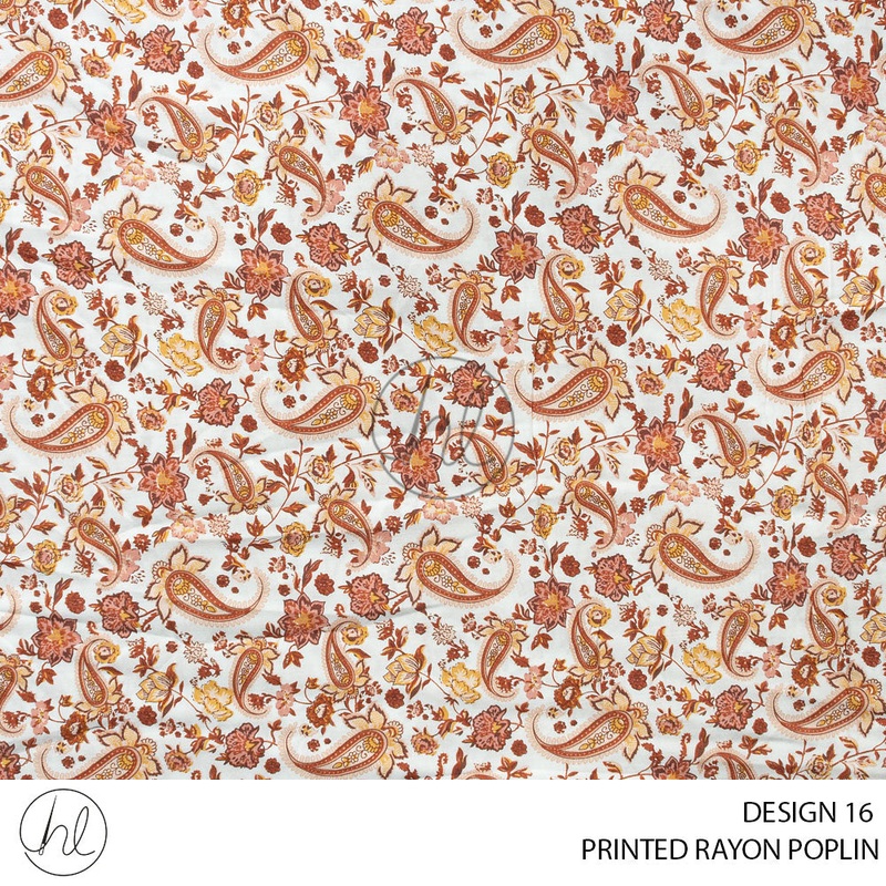 Printed rayon Poplin 51 Brown Design 16 145cm Per M