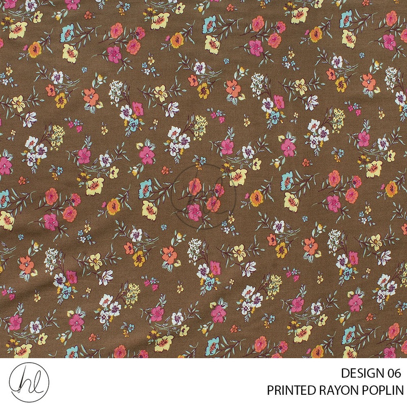 Printed rayon Poplin 51 Coffee Design 06 145cm Per M