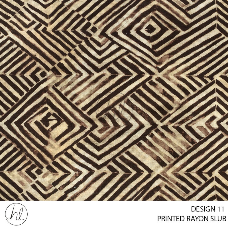 Printed Rayon Slub 56 Brown Design 11 140cm Per M