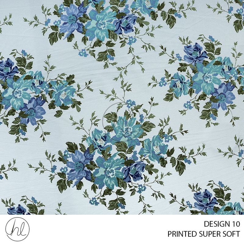 Printed Super Soft 51 Baby Blue Design 10 150cm Per M