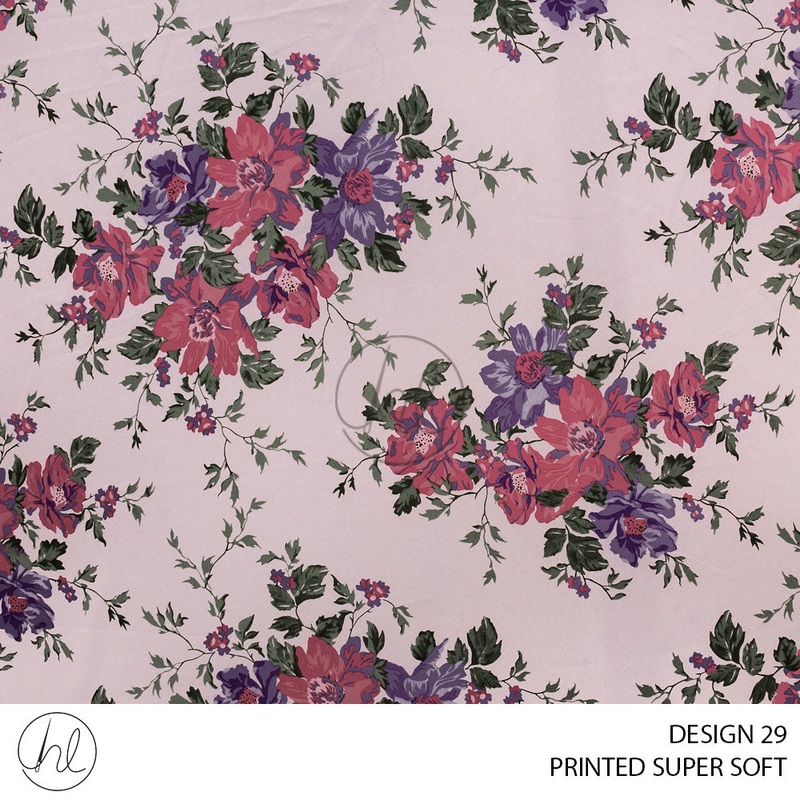 Printed Super Soft 51 Baby Pink Design 29 150cm Per M