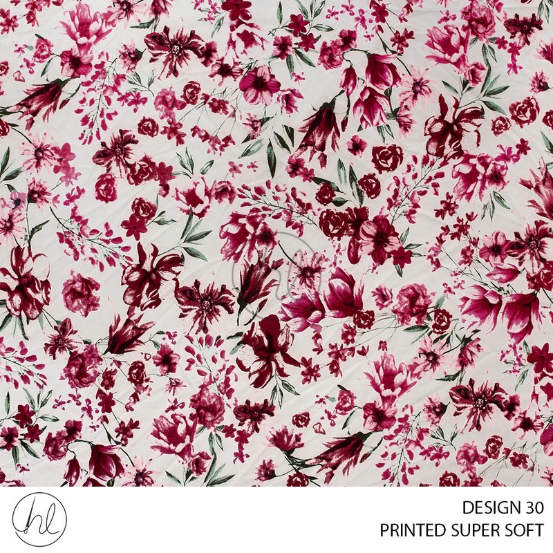 Printed Super Soft 51 Fuschia Design 30 150cm Per M