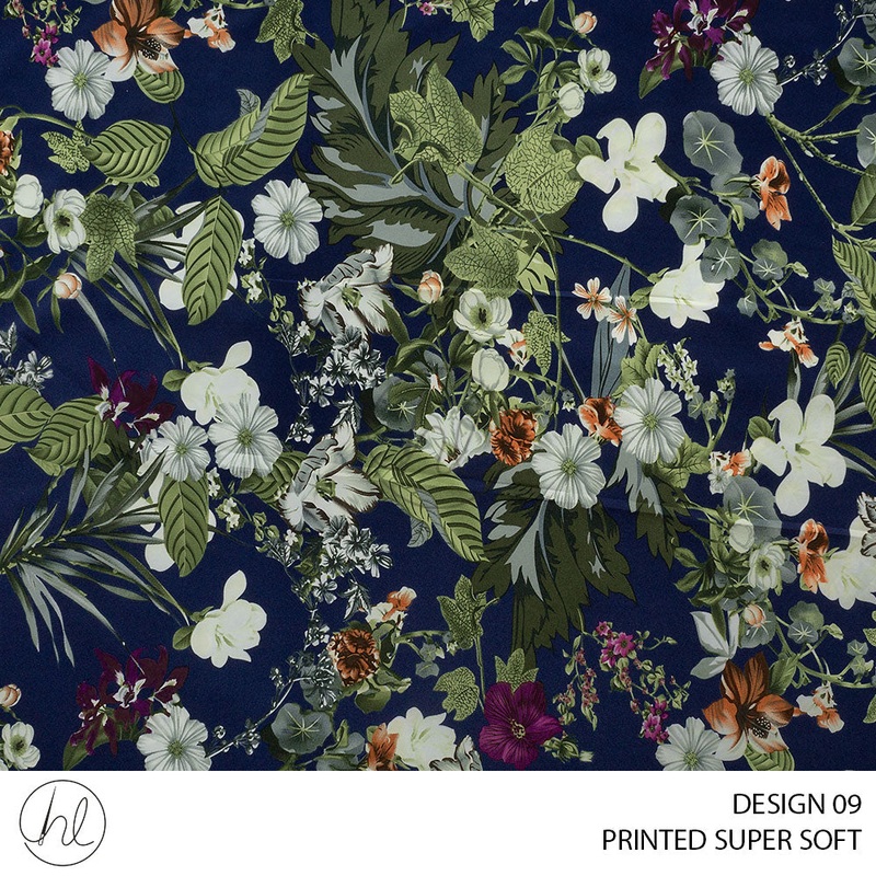 Printed Super Soft 51 Navy Design 09 150cm Per M