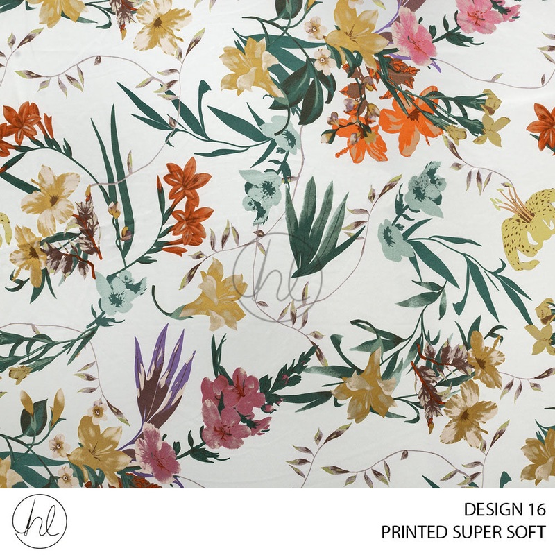 Printed Super Soft 51 Off White Design 16 150cm Per M