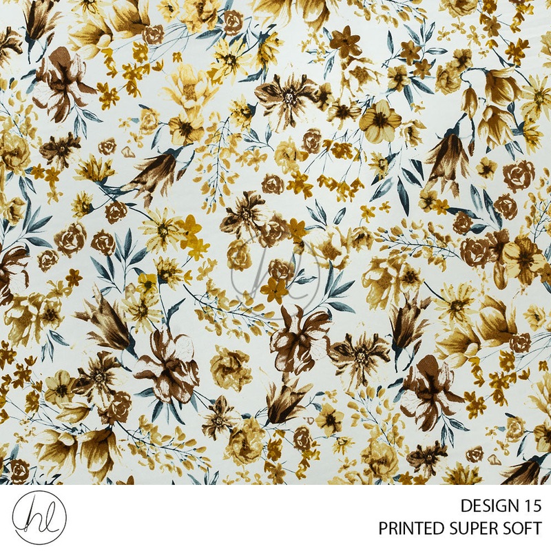 Printed Super Soft 51 Yellow Design 15 150cm Per M