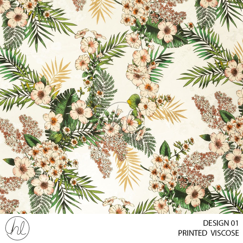 Printed Viscose Amapolacare 50 Cream Design 01 150cm Per M