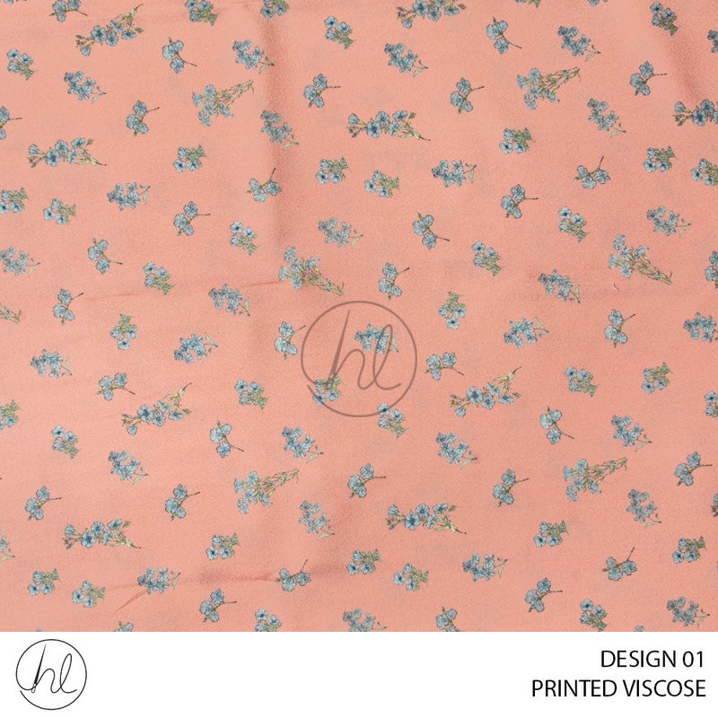 Printed Viscose Giselle 51 Coral Design 01 150cm Per M