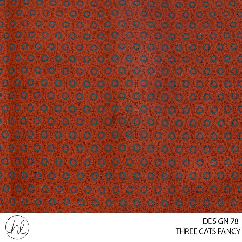 Three Cats Fancy 419 Orange Design 78 90cm Per M