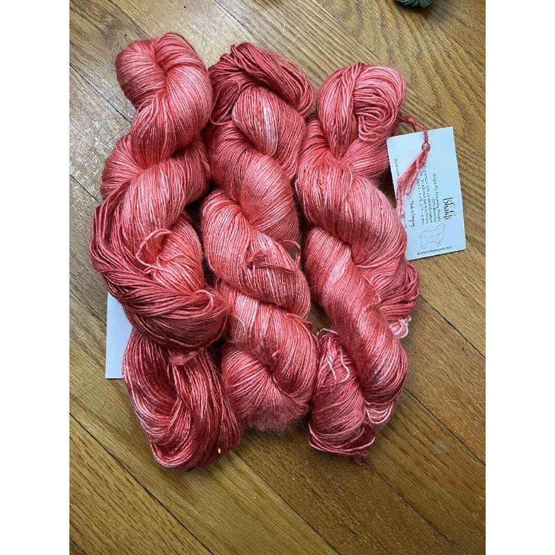 Vrinda Bhakti Single ply Bamboo yarn, Coral color