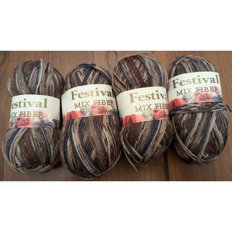 Festival Mix Fiber Worsted Yarn Lot of 4