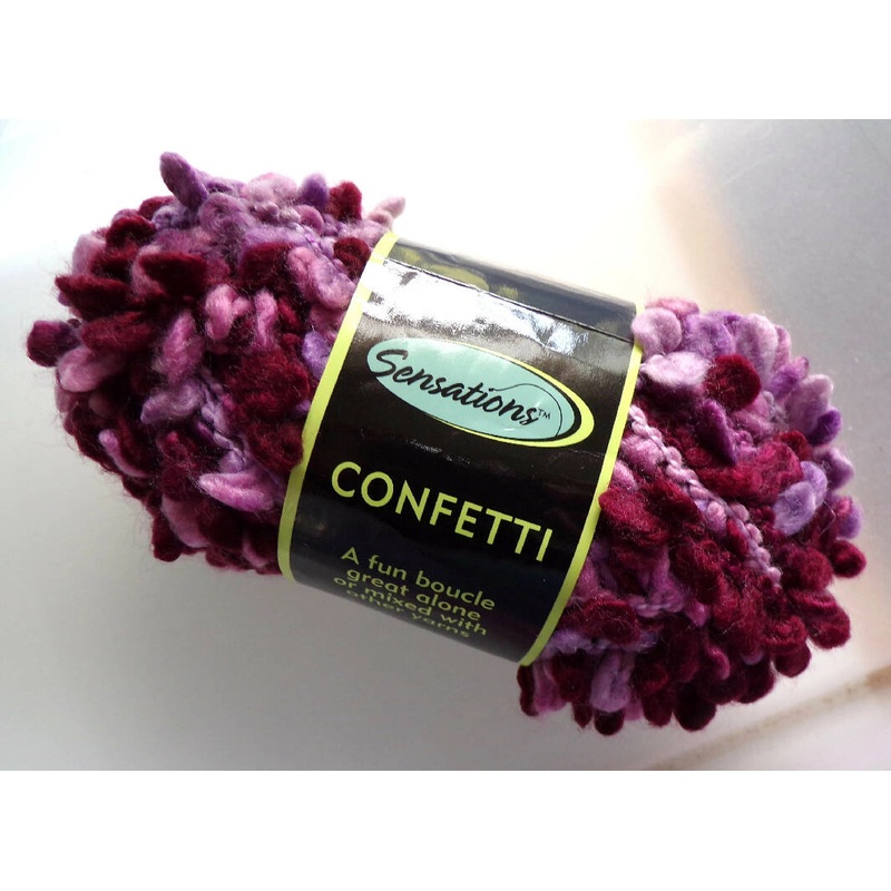 Jo-Ann Sensations Confetti Boucle Yarn Purple Lot of 7 full Skeins and 9.6 oz of partial/reclaimed balls.