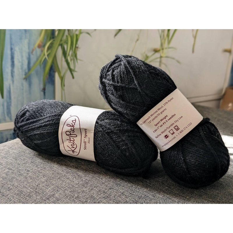 Knitpicks Stroll Sport, black - 100g/3.5oz - 250m/274yd