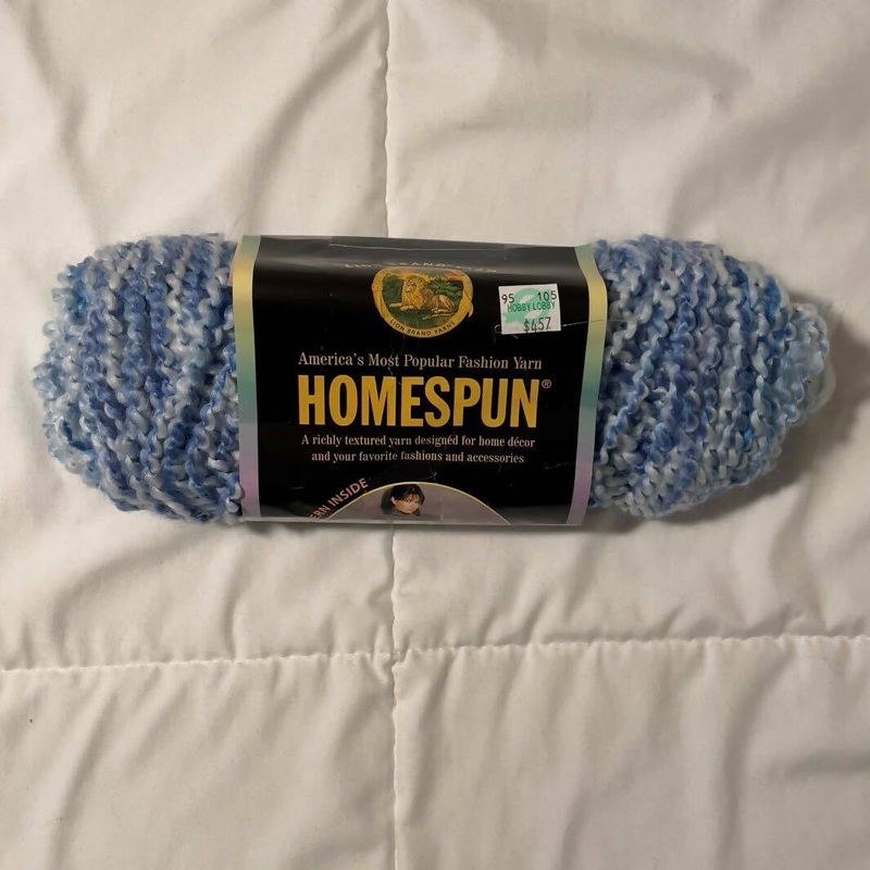 Lion Brand Homespun Yarn; 355 Delft; Acrylic/Polyester; 1 partial skein; Made in USA