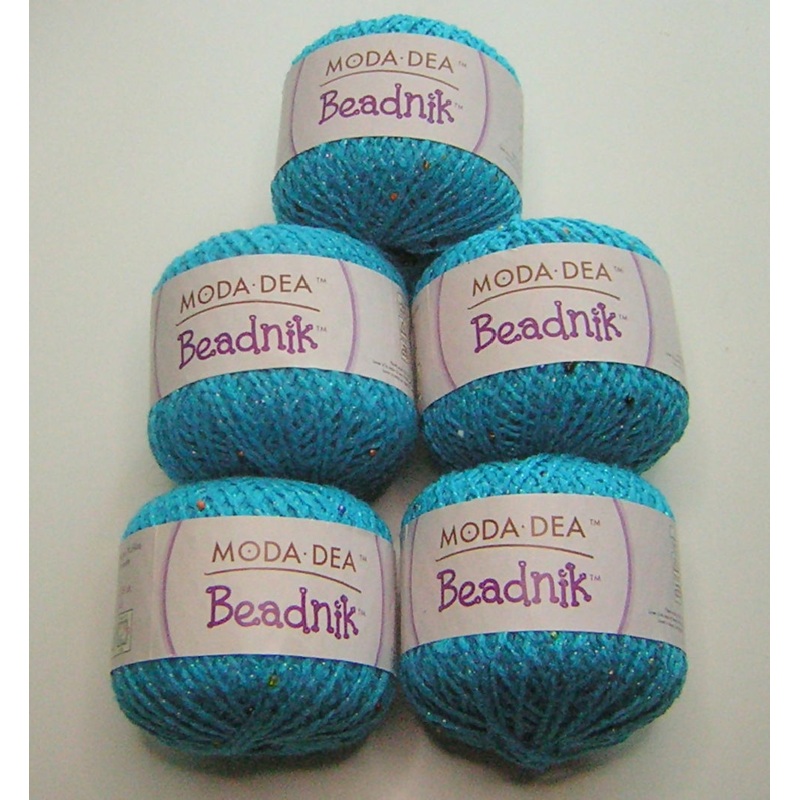 Moda Dea Beadnik Yarn - Medium - Blue Beat - 5 skein lot