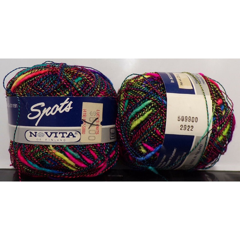 Novita of Finland 'Spots' Neon Color Mix; Acrylic, Viscose; Lot of 2 Balls