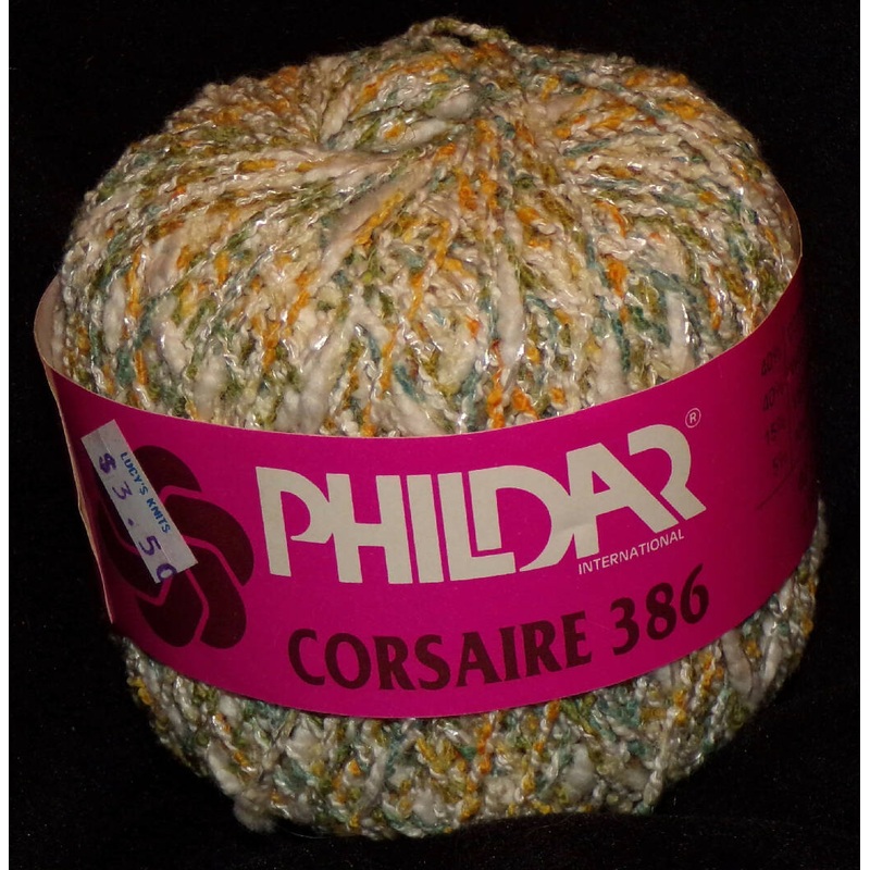 Phildar 'Corsaire 386', Cotton, Wool; White, Green, Yellow; Lot of 3