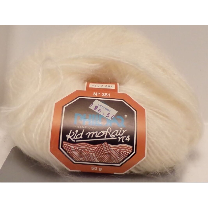 Phildar 'Kid Mohair No 4', Acrylic, Kid Mohair; Off-White; Vintage, Lot of 2