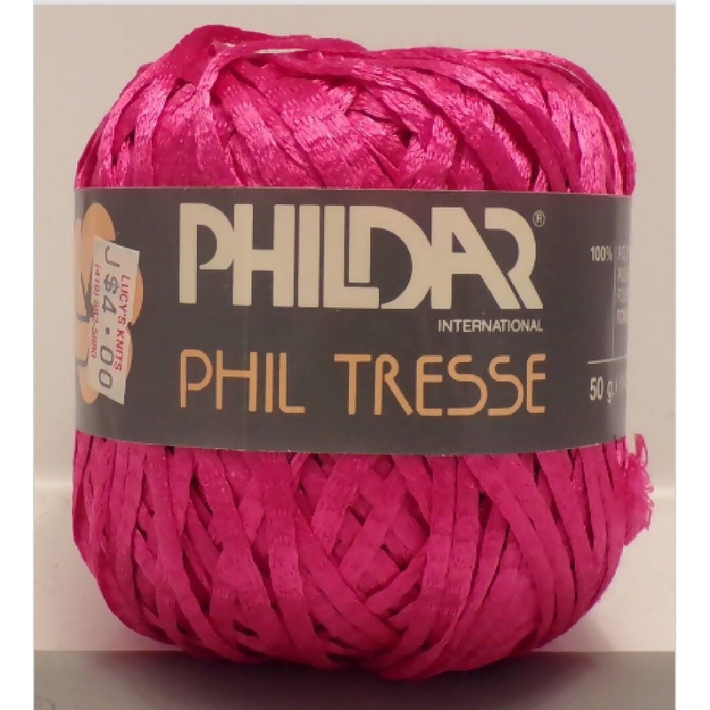 Phildar 'Phil Tresse 219', Ribbon; Polyester; Pink; Lot of 3 plus one reclaimed.