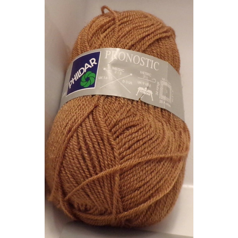 Phildar 'Pronostic'; Dark Tan; Acrylic, Wool; Vintage, 1 Full Skein + 2 partials