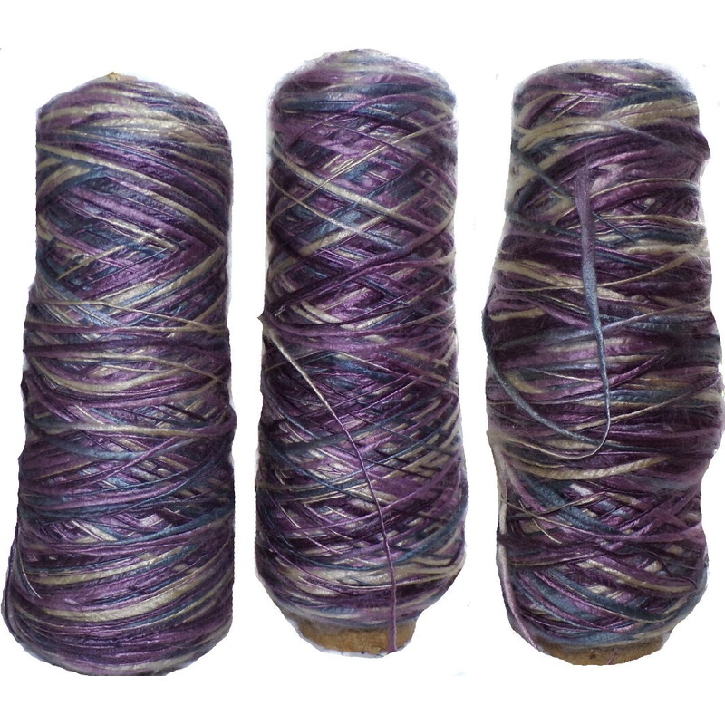 Plum Purple Variegated Slub Cone Yarn, Astro Dye Works, Astro Twist; 3 Cones Lot