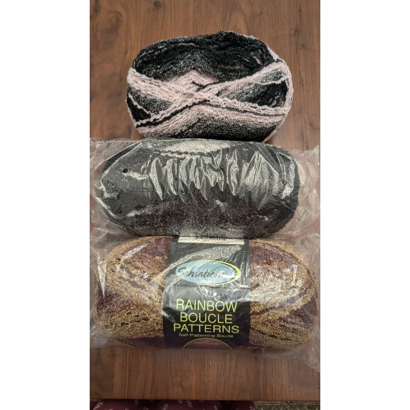 Sensations Rainbow Boucle Patterns Self-Patterning Boucle Yarn Lot of 3