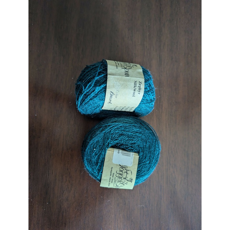 2 skeins Jagger Spun Zephyr Silk/Wool teal yarn