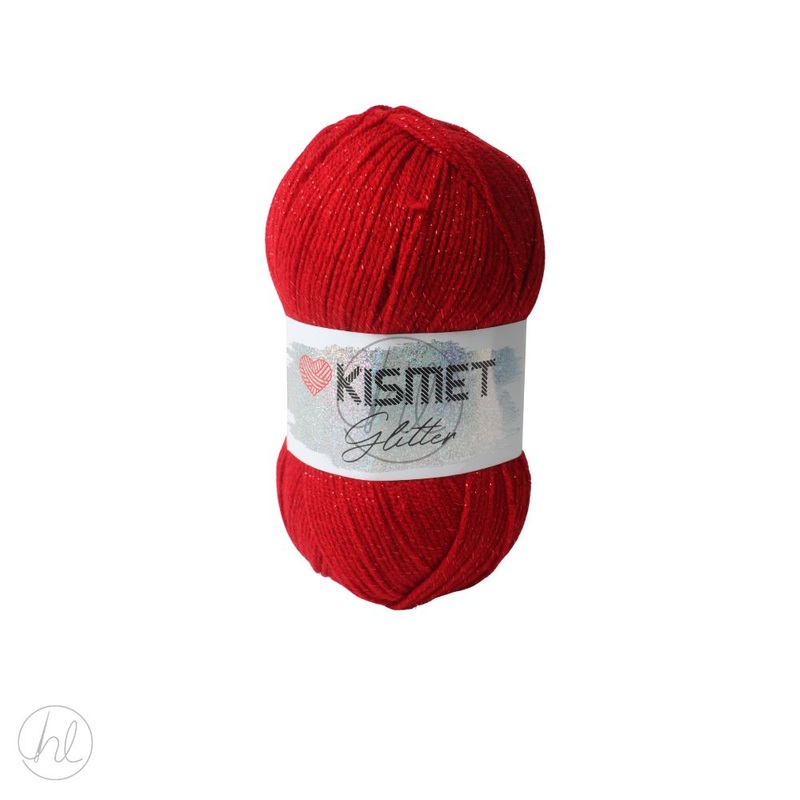 GLITTER DOUBLE KNIT 100G  RED FREE