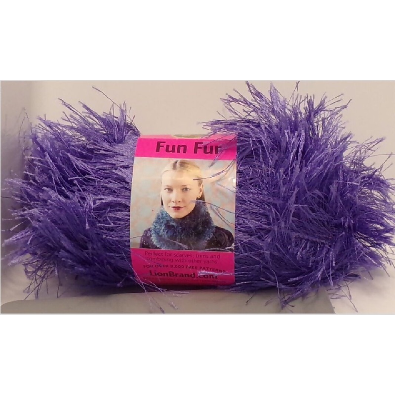 Lion Brand 'Fun Fur' Violet; 4 Full Skeins plus extra; Color Lot# 125567