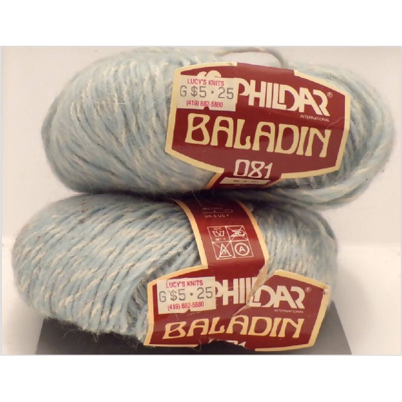 Phildar 'Baladin 081', Wool, Acrylic, Alpaca; Lt Blue; France; Lot of 2.
