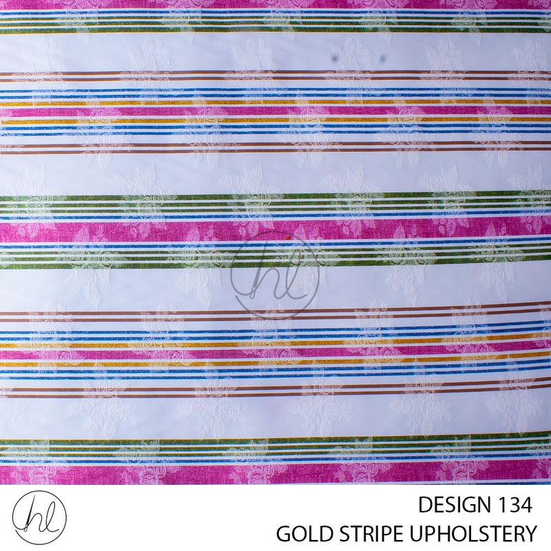 C/D Upholstery Gold Stripe Green Brown