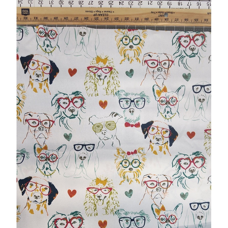 Upholstery Duck Fabric 5 Yard Flat Fold - Dogs Wearing Glasses - Richloom