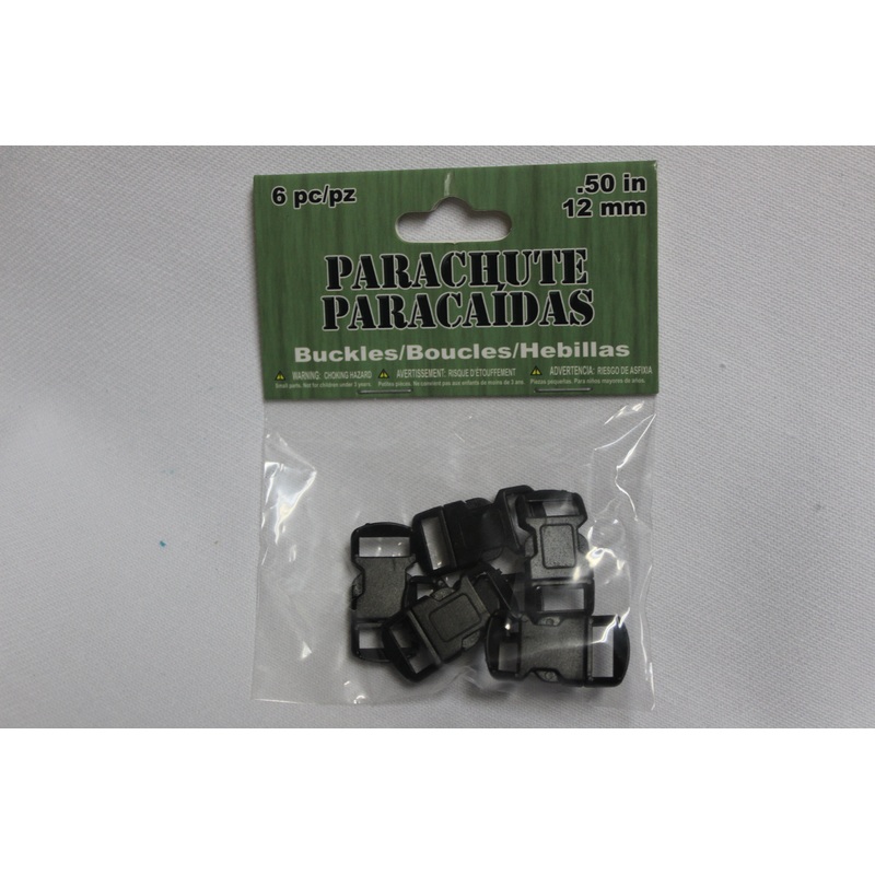 12mm (1/2 inch) Plastic Parachute Buckles 6 Black