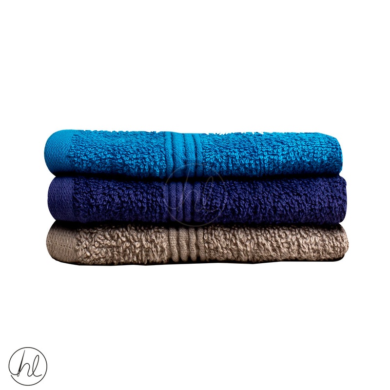 3 PACK FACE CLOTH LE TEAL/NAVY/PEBBLE 30X30CM