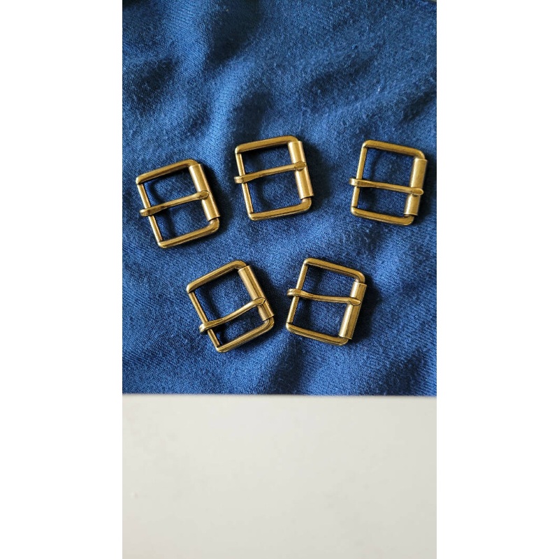 Lot of five brass tone metal buckles - 1 1/4" wide